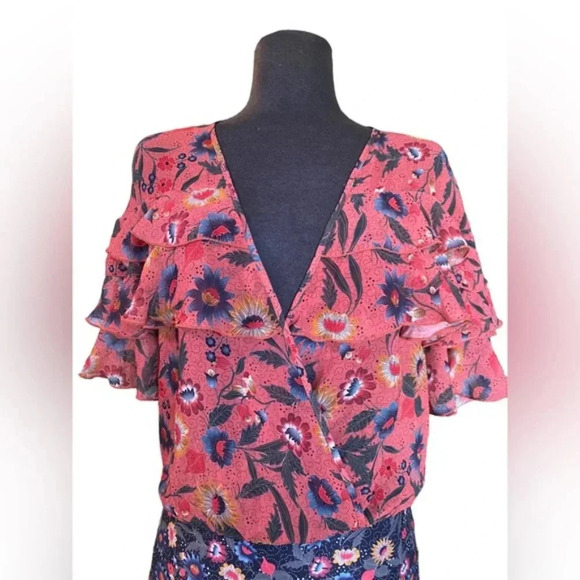 Zara Ruffle Floral Print Bodysuit Small - Picture 6 of 10